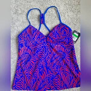 NWT Nike Tankini Swim Racerback Top Women's Blue/Red Size L